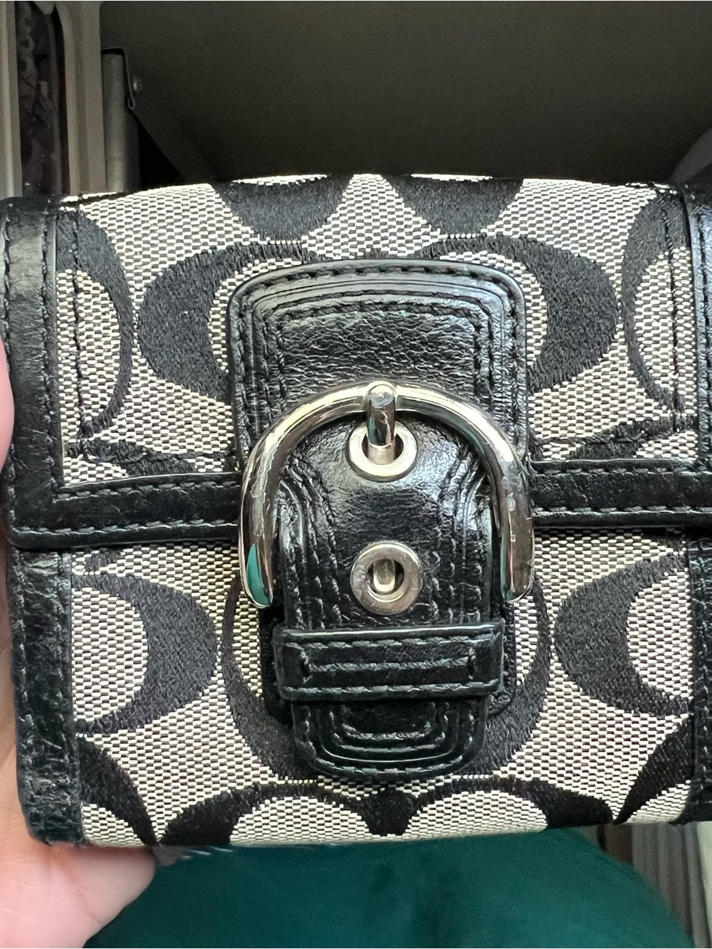Black & Cream Signature Pattern Small Wallet